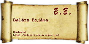 Balázs Bojána névjegykártya